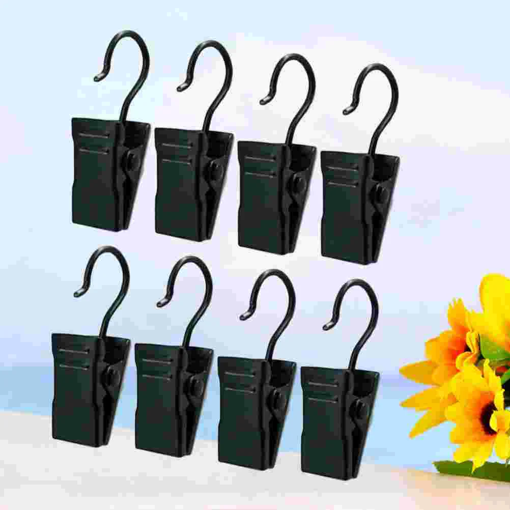 60 PCS Photos Display Hooks Clip Drapery Iron Rings Anti-skid Curtain Clips with Hooks (Black)