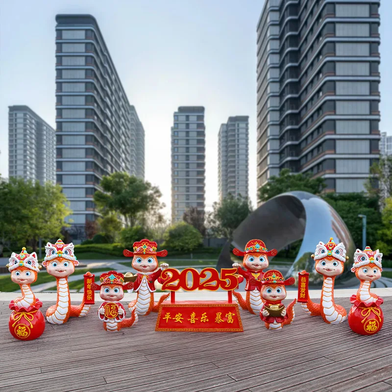 2025 New Year's Realistic Snake Fiberglass Sculpture Spring Festival New Year's Day Outdoor Garden Scenic Area Sales Department