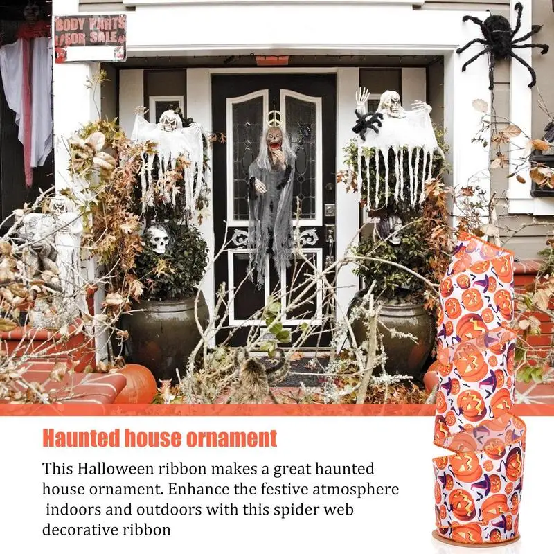 Halloween Thin Grosgrain Ribbon Halloween Ribbon Colorful Award Ribbons Craft Party Decoration For Stairs Railing Table Lamps