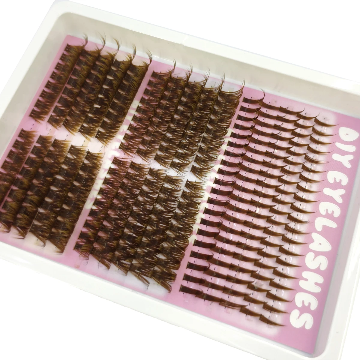 HBZGTLAD 40P-120P Braune Wimpern-Spikes-Cluster, natürlich, 240 Cluster, künstliche Wimpernverlängerungen, Wispy Lashes – Detail 14