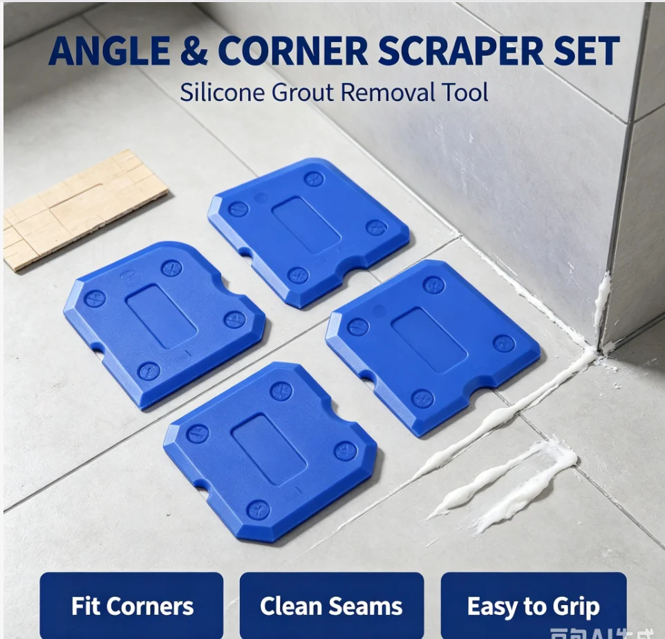 4-Piece Silicone Caulking Tool Set - Versatile, Easy Clean-up, & Professional Sealant Spreading
