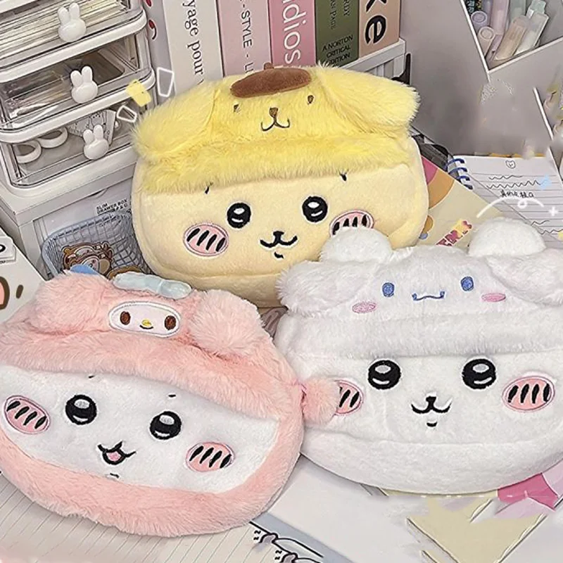 

Kawaii Miniso Chiikawa Pen Bag Hachiware Usagi Cute Anime Plush Storage Bag High Beauty Storage Bag Girl Festival Gift