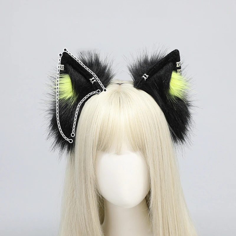 Artificial Plush Golem Meow Ear Headband Cute Cosplay Props Lovely Animal Headwear for Party Handmade JK Lolita Accessories