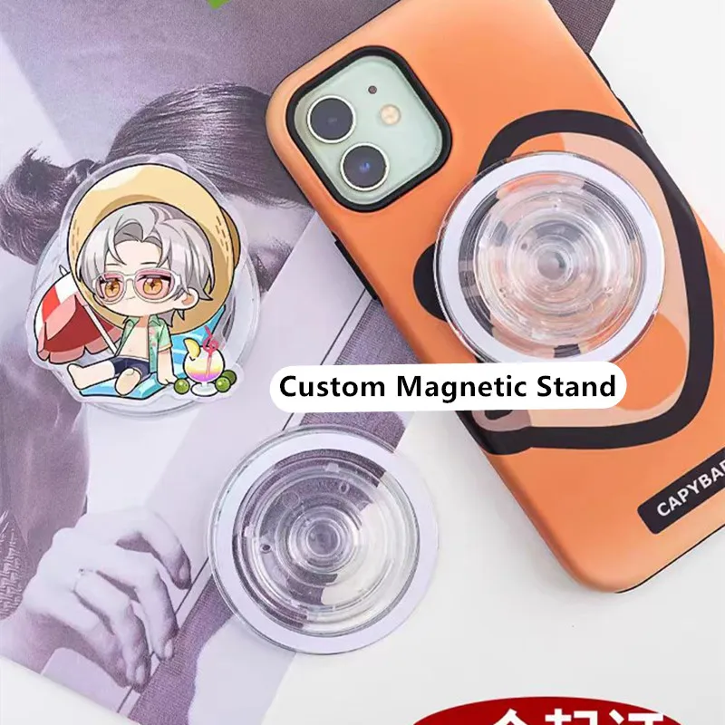 Wholesale Custom Acrylic Magnetic Finger Grip Phone Holder Fashion Cartoon Anime Magsafe Expanding Stand Airbag Standee Gifts