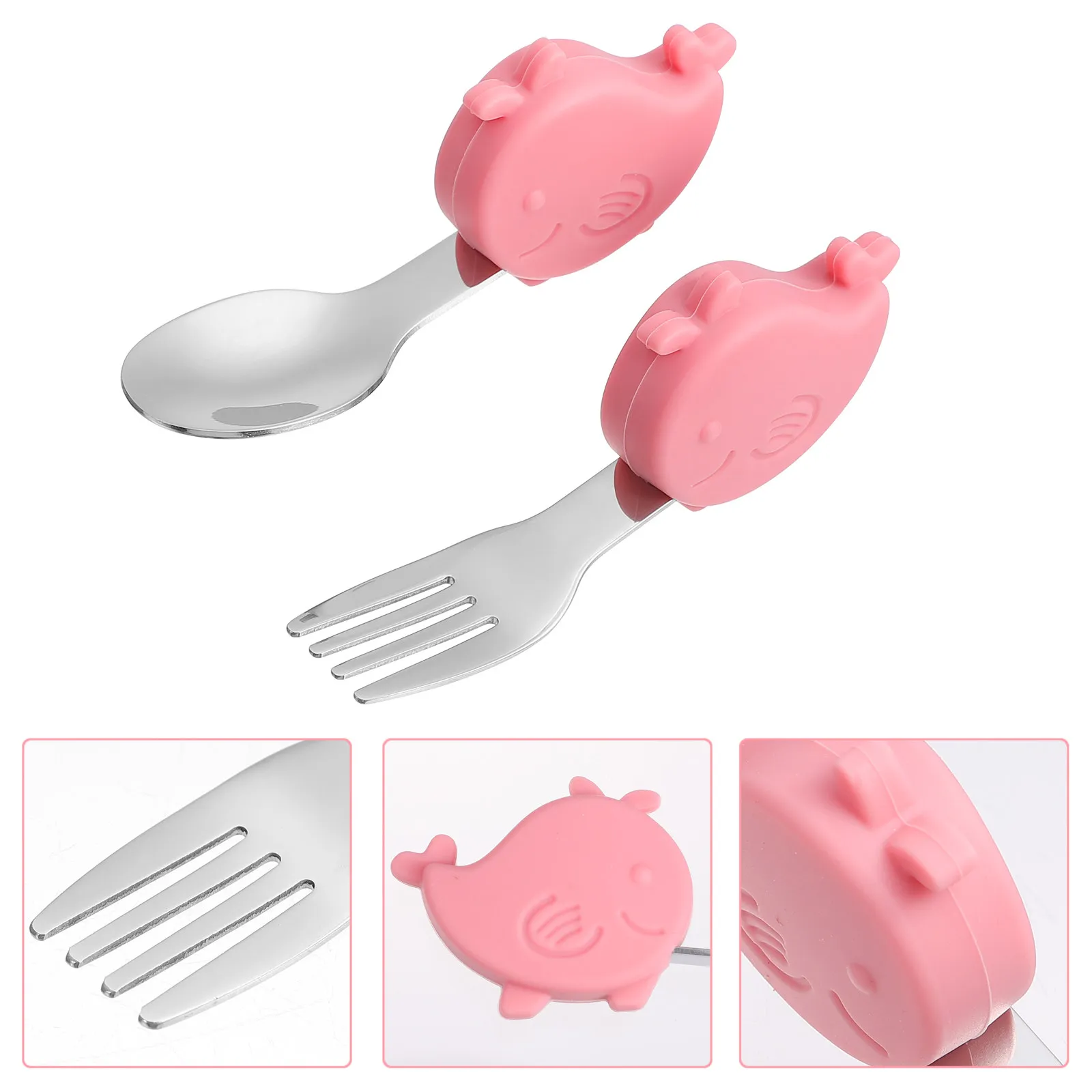 

1Set Baby Utensils Set Strong Wear Resistant Breakproof Fork Spoon for -Training Lightweight Compact Feeding Tools