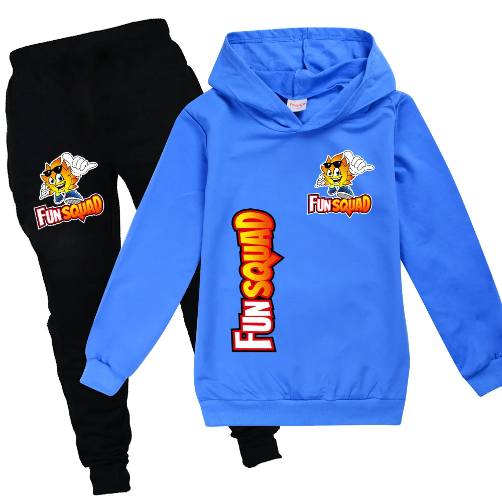 New Cartoon Fun Squad Gaming Clothes Kids Spring Autumn Hoodie Sweatshirt +Trousers 2pcs Suit Girl Clothing Sets Boys Sportsuits