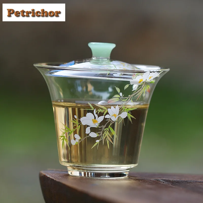 150ml Glass Swallow Coming Back Gaiwan Traditional Tea Tureen Tea Bowl With Lid Kit Tea Maker Cover Bowl Cafes Supplies Craft