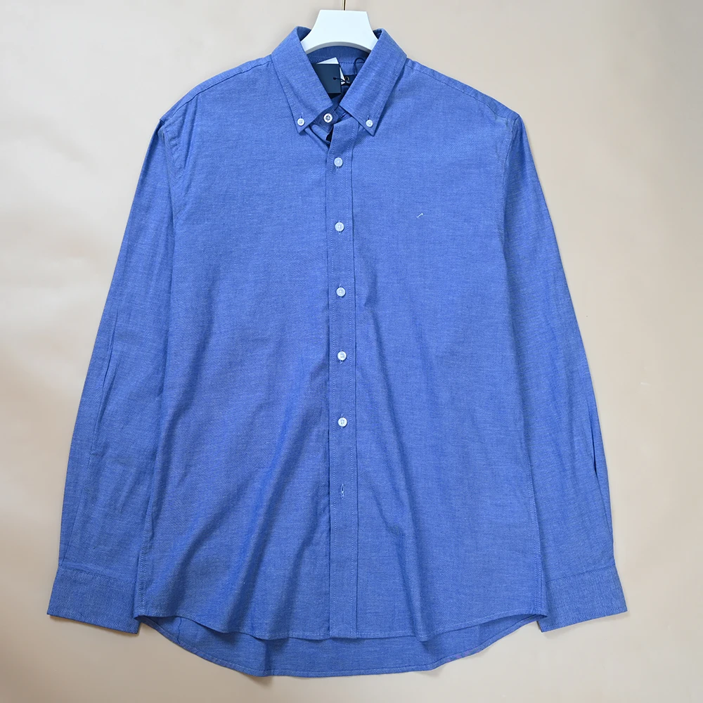 

Autumn New Men's Embroidered Logo Basic Casual Collar Straight Leg Cotton Long Sve irt Comfortable Stand Fit Long Sve