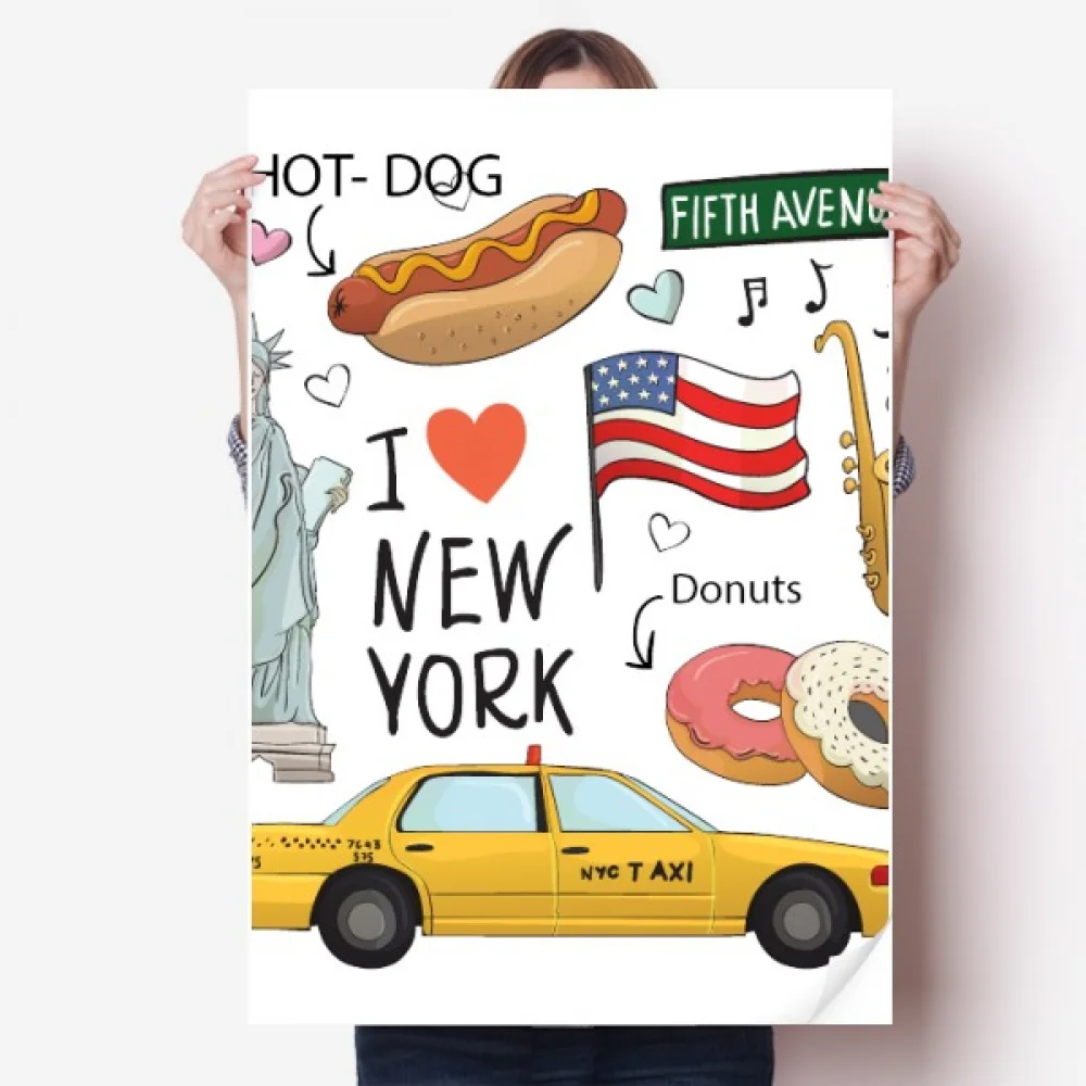 Me encanta la nueva york hot dog donuts ametexi pegatina decoración cartel playbill papel tapiz ventana calcomanía