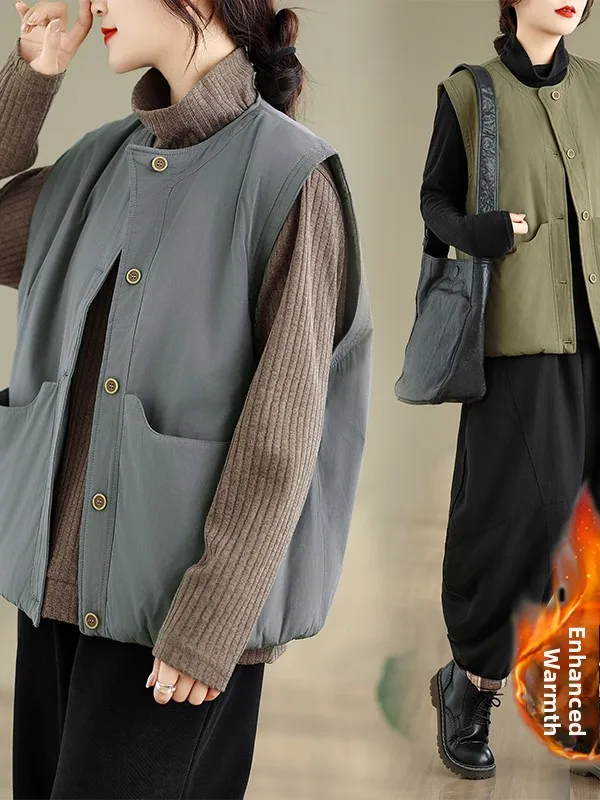 

Large Size Cotton Jaet Korean Sle Casual Vintage Diamond Pattern Versatile Women's Outerwear Winter Season Daily Use