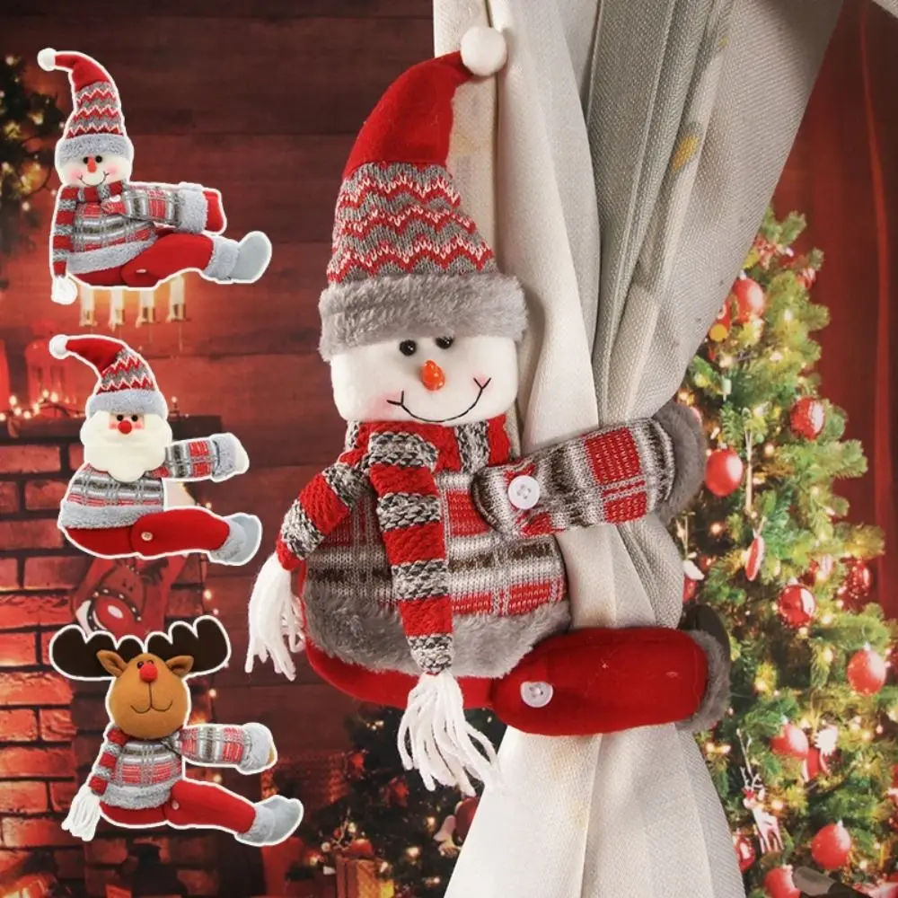 Santa Claus Christmas Curtain Buckle Christmas Tree Ornament Snowman Christmas Decoration Durable Party Supplies Curtain Strap