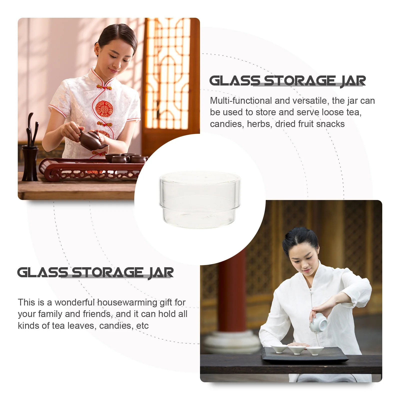 

Multipurpose Clear Glass Jar with Lid Tea Storage Candy Coffee Nut Biscuit Container Decorative Canister