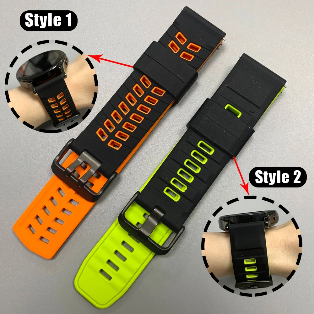 삼성 기어 S3 클래식/워치3 45mm용 22mm 손목 밴드, 화웨이 워치 GT6 프로 스마트워치용 실리콘 스포츠 스트랩 팔찌