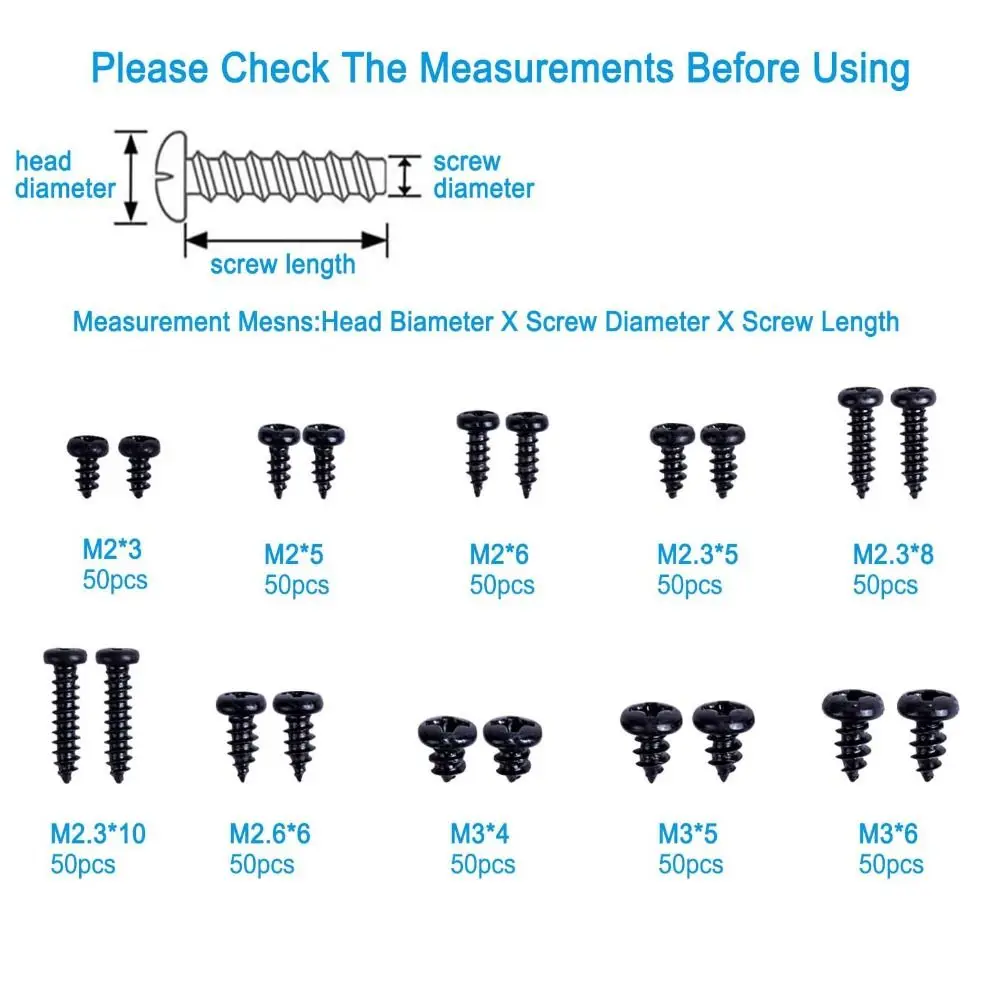 400pcs/500pcs Cross Recessed Head Self Tapping Screws Carbon Steel Cross Drive Computer Screws Button Head Self Tapping