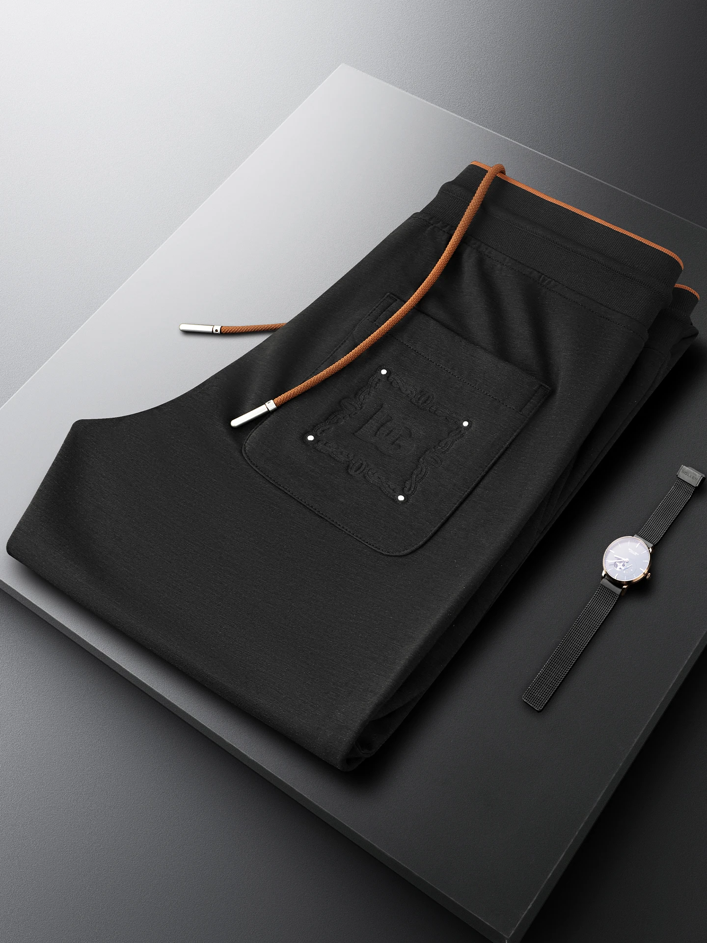 Summer New Anti-Wrinkle Sporty Casual Pants Men Slim Straight Thin Elastic Breathable Loose Fit Sweatpants Polyester Lycra