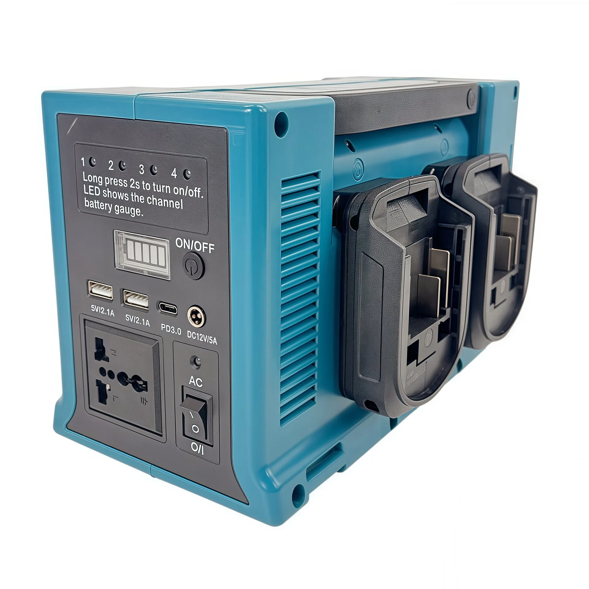 عاكس الطاقة لمحطة الطاقة المحمولة ماكيتا 18/20 فولت: شاحن عاكس محمول 300 وات مع إضاءة LED لمخيم RV خارج الشبكة