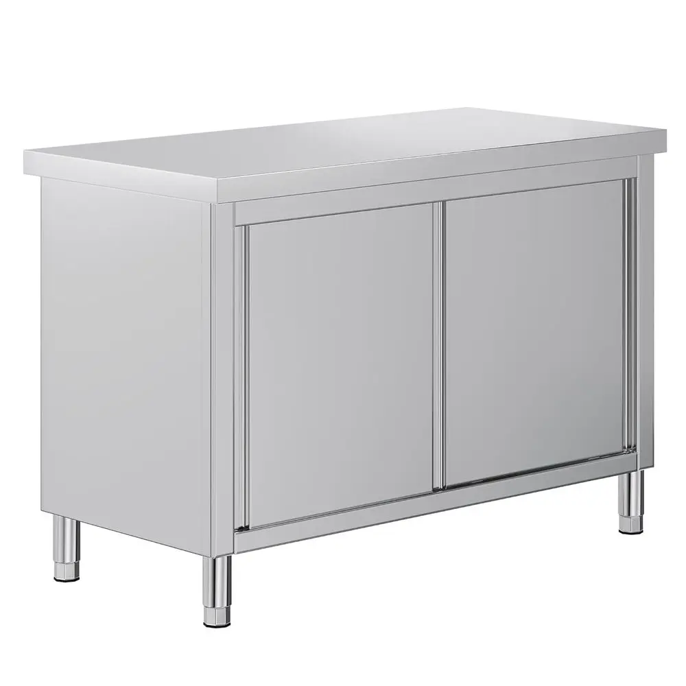 

48 x 24 x 33.5 Stainless Steel Work Table with Cabinet - Ideal for Kitchen, Restaurant, Home, and More