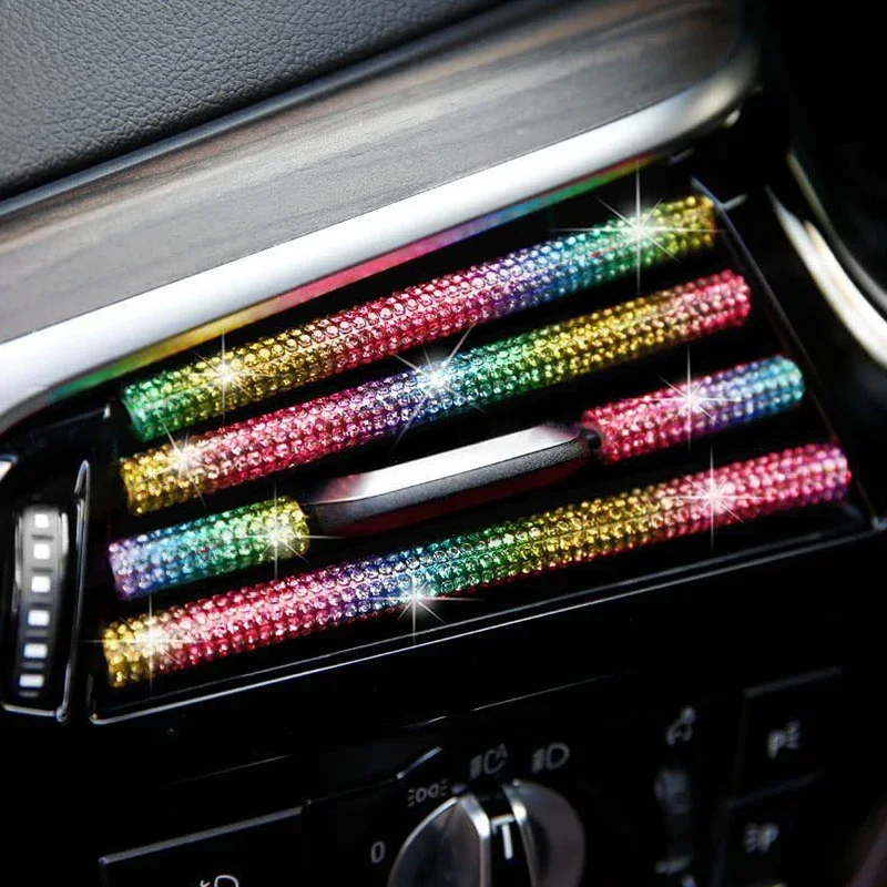 10Pcs U Shaped Car Outlet Decorative Strips Universal Auto Diamond Air Vent Moulding Trim Strip Car Accessories Interior 20cm/pc