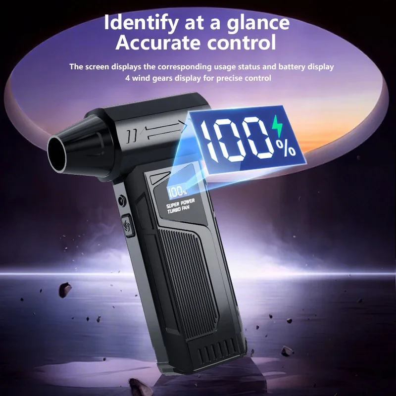 منفاخ هواء توربو بمروحة نفاثة لاسلكية من Xiaomi مع شاشة رقمية بإضاءة LED لتنظيف السيارة للاستخدام المحمول في الهواء الطلق #5