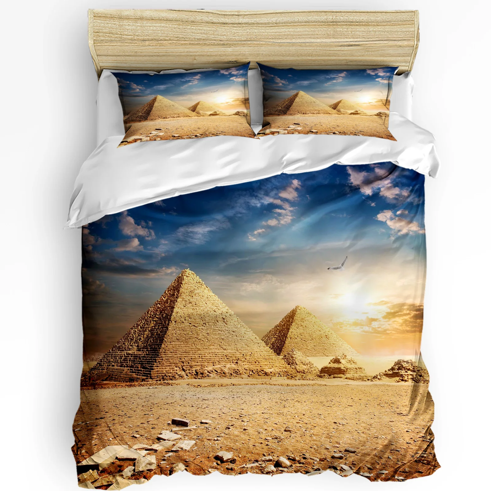 

Pyramids Birds Sunset Blue Sky Bedding Set 3pcs Duvet Cover Pillowcase Kids Adult Quilt Cover Double Bed Set Home Textile