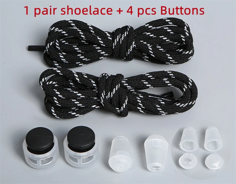 1Pair Colorful Elastic Round Children Shoelaces Without Ties Quick Wear Sneakers Canvas Sport Shoes Laces With Lock 100CM