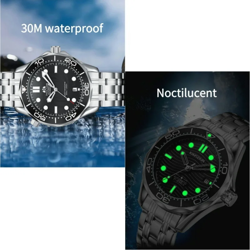 Men\'s Fully Automatic Mechanical Watch Seamaster 43mm Hurricane Dial with Date Just Calendar Rotatable Scale Steel Strap 3ATM