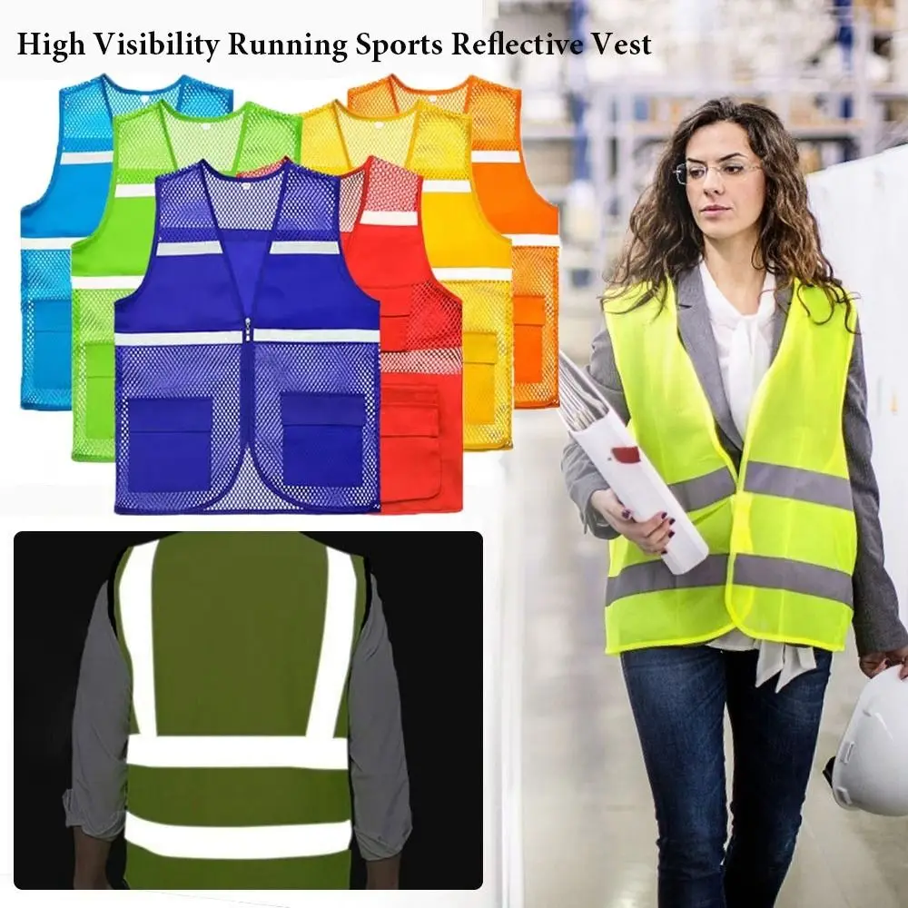 

High Visibility Running Sports Vest Reflective Strip Mesh Breathable Warning Safety Protective Vest Multicolors
