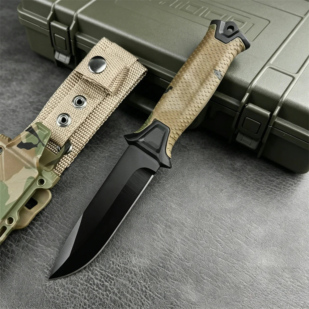 

Full Tang Fixed Blade Knives 8Cr13Mov Steel Portable Straight Knife Rubber and Plastic Handle Outdoor Camping Survival Knife