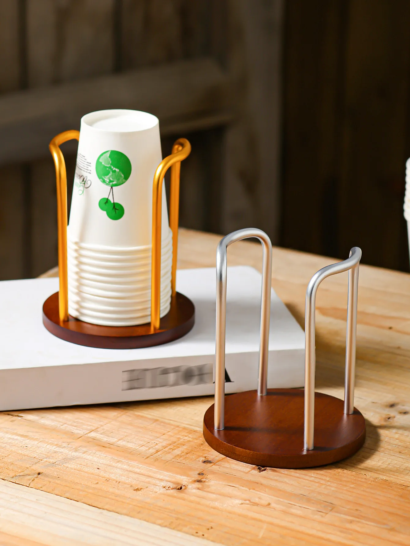 

Одноразовый держатель для чашки, домашний держатель для бумажных стаканчиков, настольный журнальный столик, полка для хранения чая, бамбуковый держатель для чашки кофе