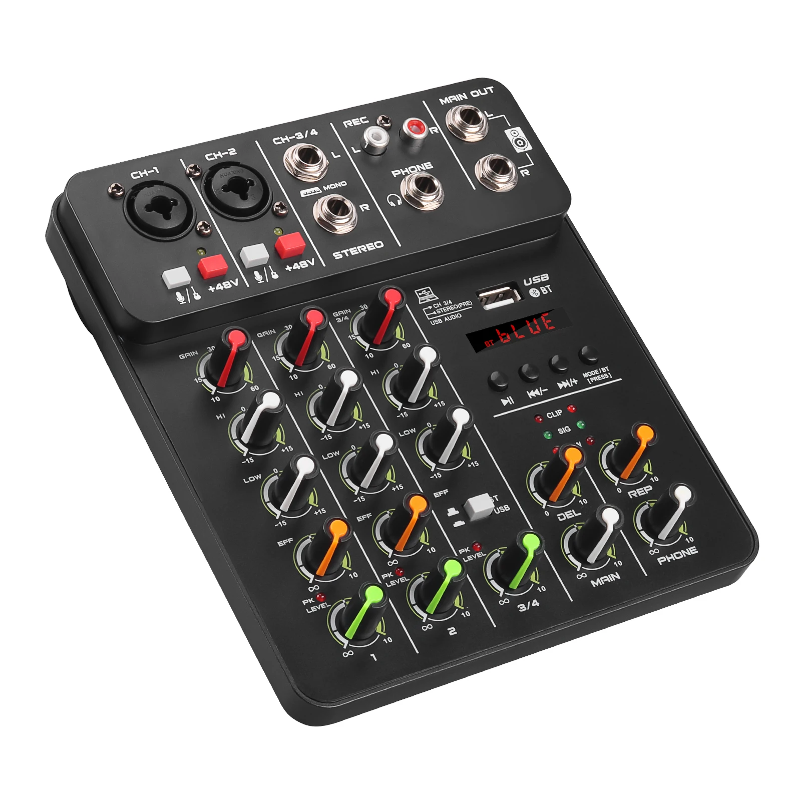 Wholesale Live 4-Channel Effects Sound Power Mixer Amplifier Usb Interface Controller Home Music Karaoke Audio Mixer