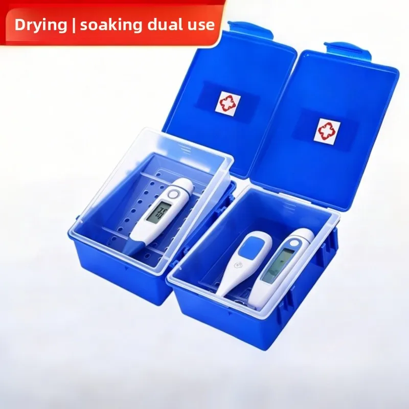 

Medical Mercury Thermometer Disinfection Soaking Box Tourniquet Storage Case Portable Temperature Meter Organizer