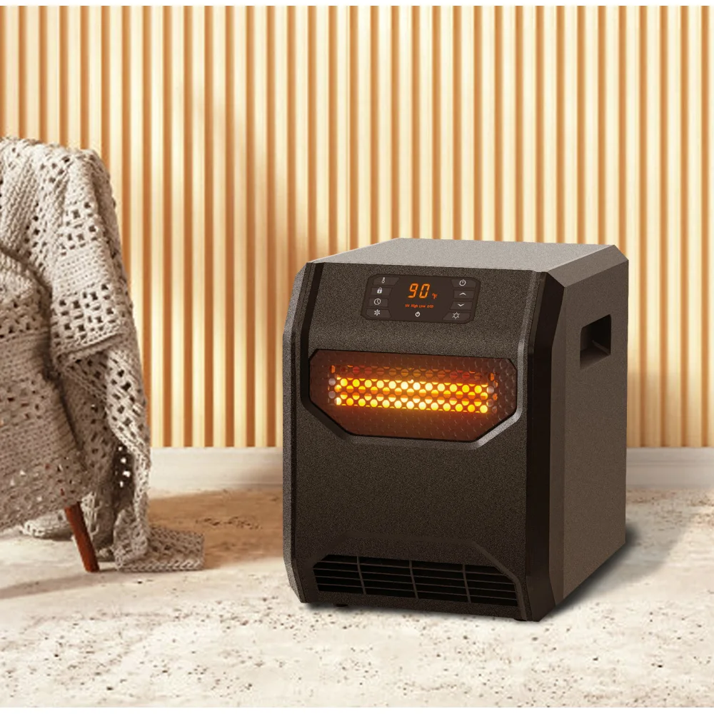 1500W Electric Infrared Heater with Thermostat, Portable Space Heater with UVC Air Purification and Remote Control