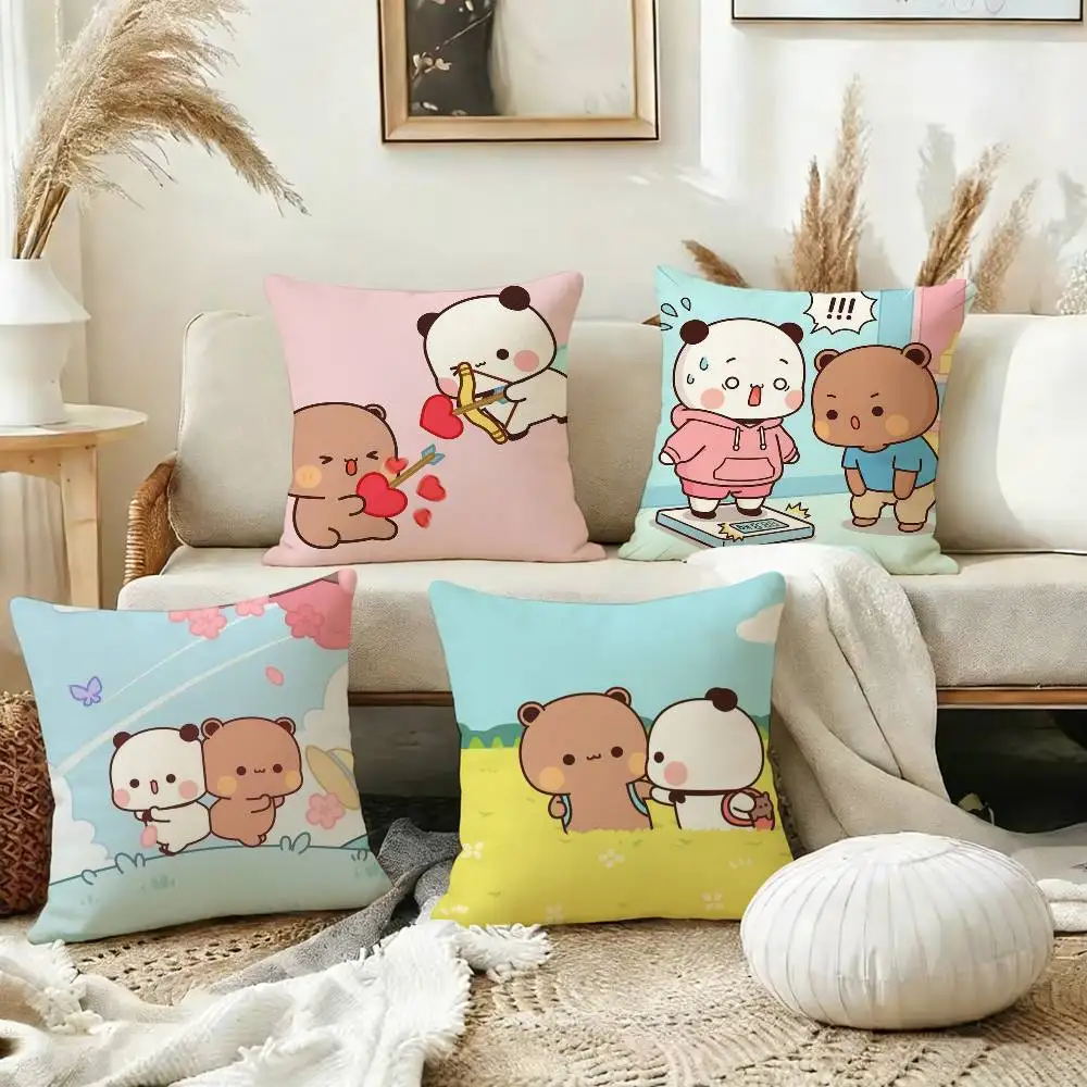 

Panda B-Bubu D-Dudu Pillow Case Square Double-Sided Sofa Cushion Cover Bedroom Bedside Pillow