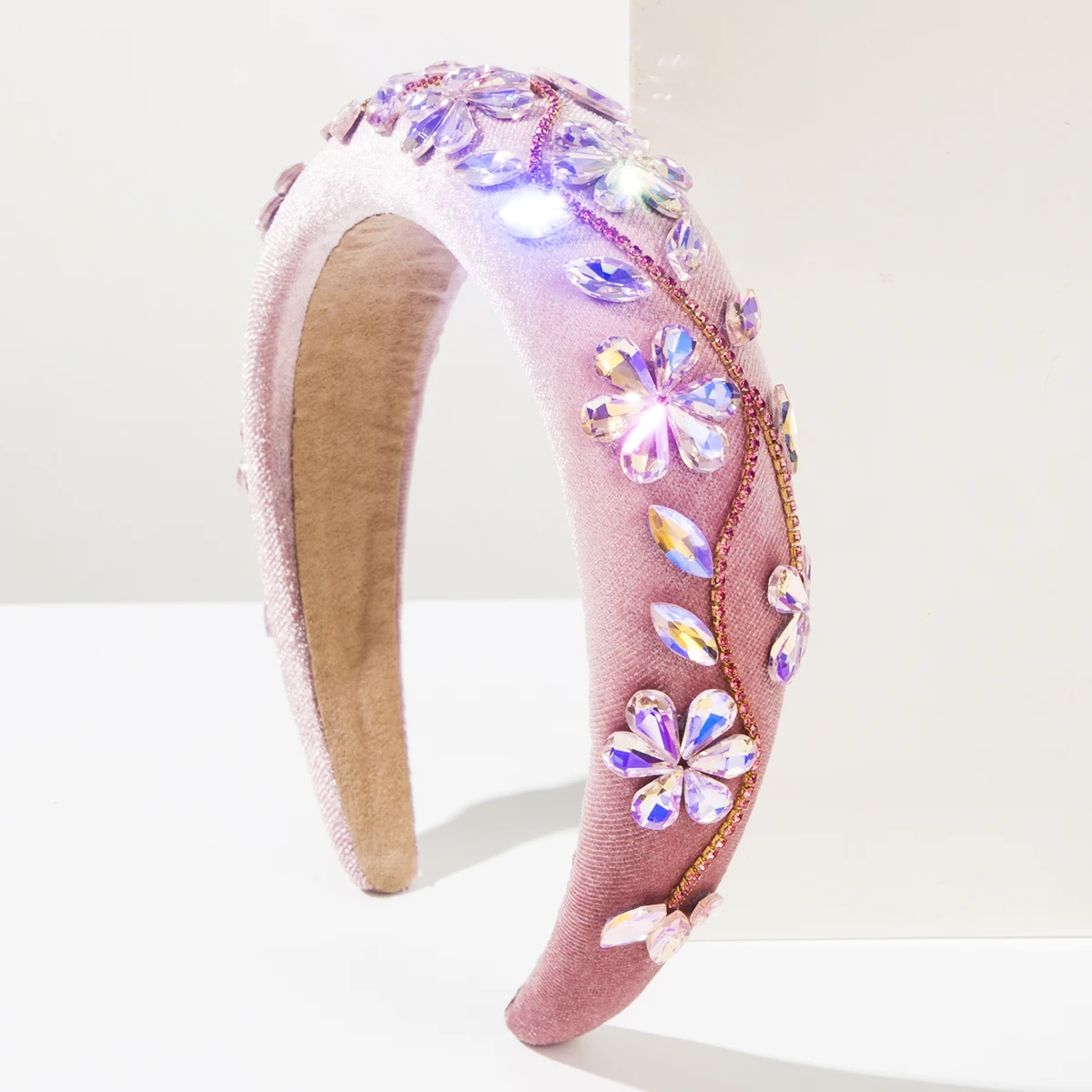 Cross border super sparkling diamond headbands for women in Europe and America, featuring Baroque diamond inlaid velvet headpiec
