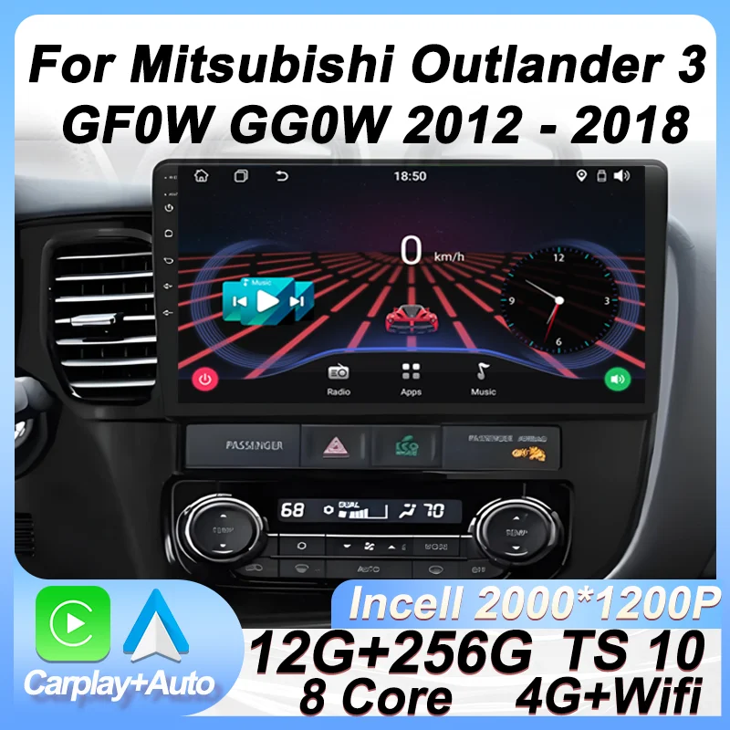

Android Car Radio Player For Mitsubishi Outlander 3 GF0W GG0W 2012 - 2018 Touch Screen Navigation GPS BT Autoradio 8 Core Wifi