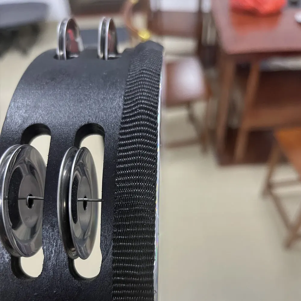 8 Inch Orff Tambourines Hand Shake Percussion Hand Drum Double Row Hand Rattle Drum