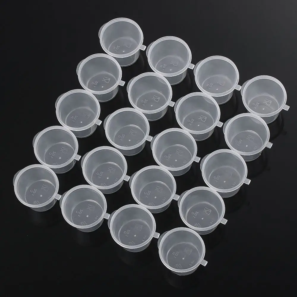 25Pcs Reusable Plastic Hinged Lids Sauce Cup Palette Food Containers Pigment Paint Box