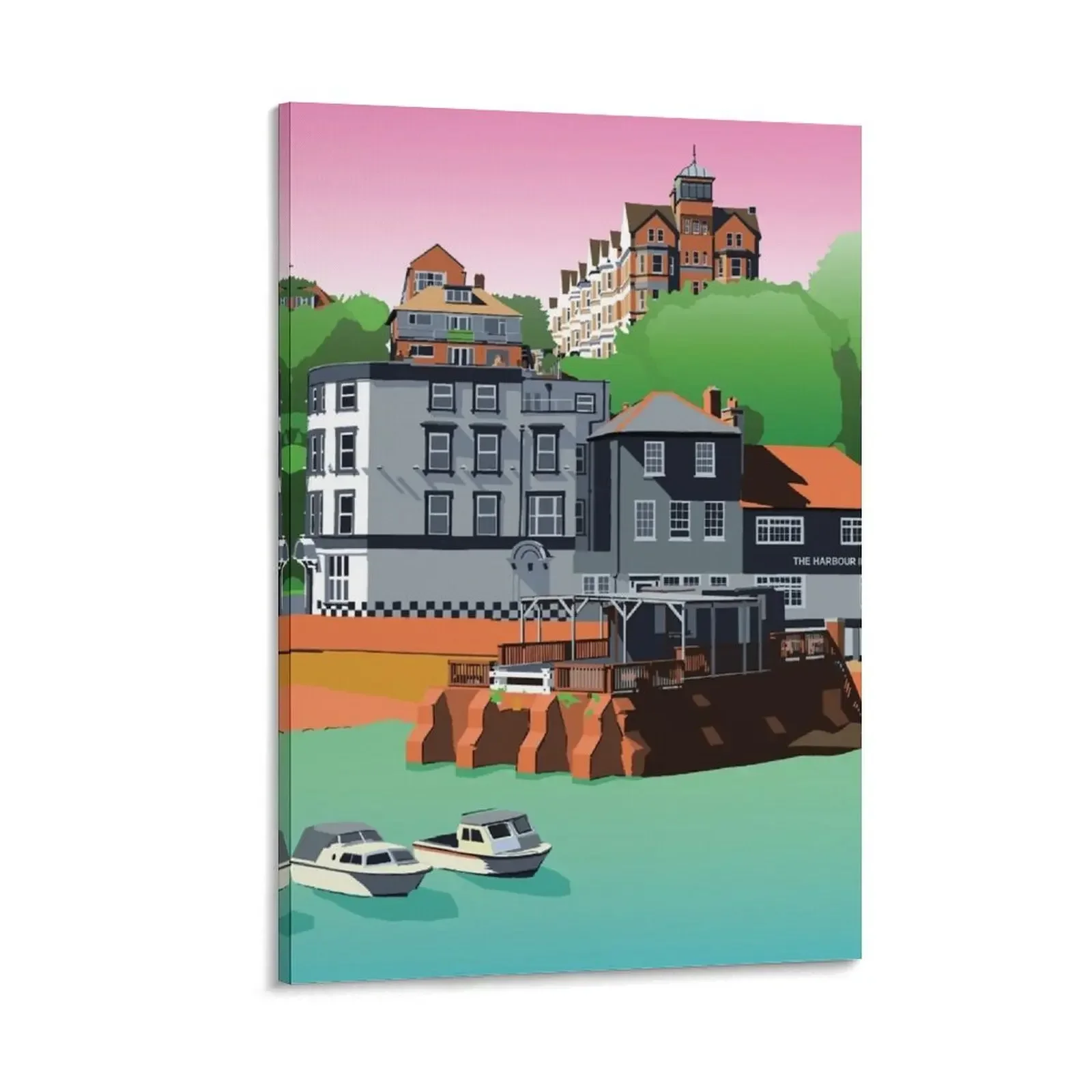 

Folkestone Town Harbour and Boats, Sea Coast, Kent, England, UK Canvas Painting wall decoration painting stickers & posters