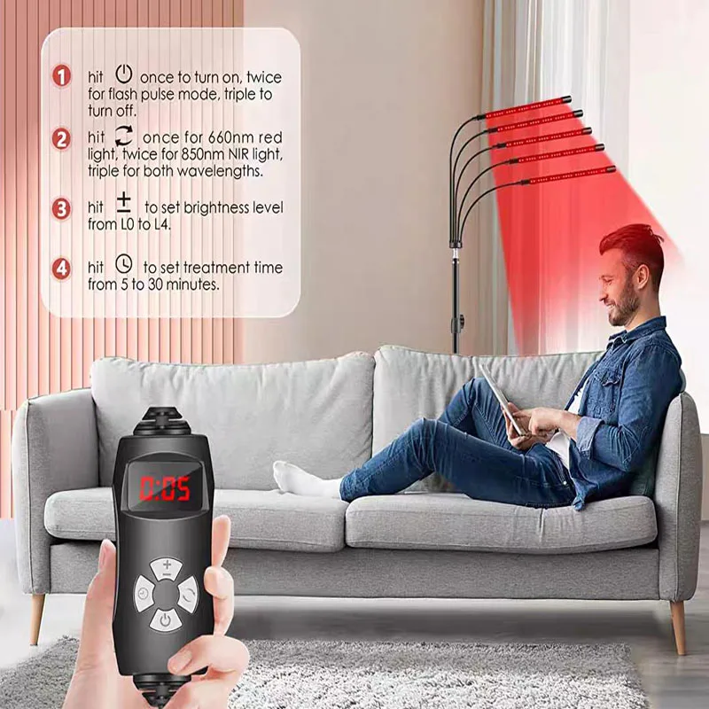 660 nm 850 nm Nahinfrarot-Lichtpanel, rote Lichtlampe mit Timer, Gesicht und Körper, Heimgebrauch, Linderung von Schmerzen, mit verstellbarem Ständer