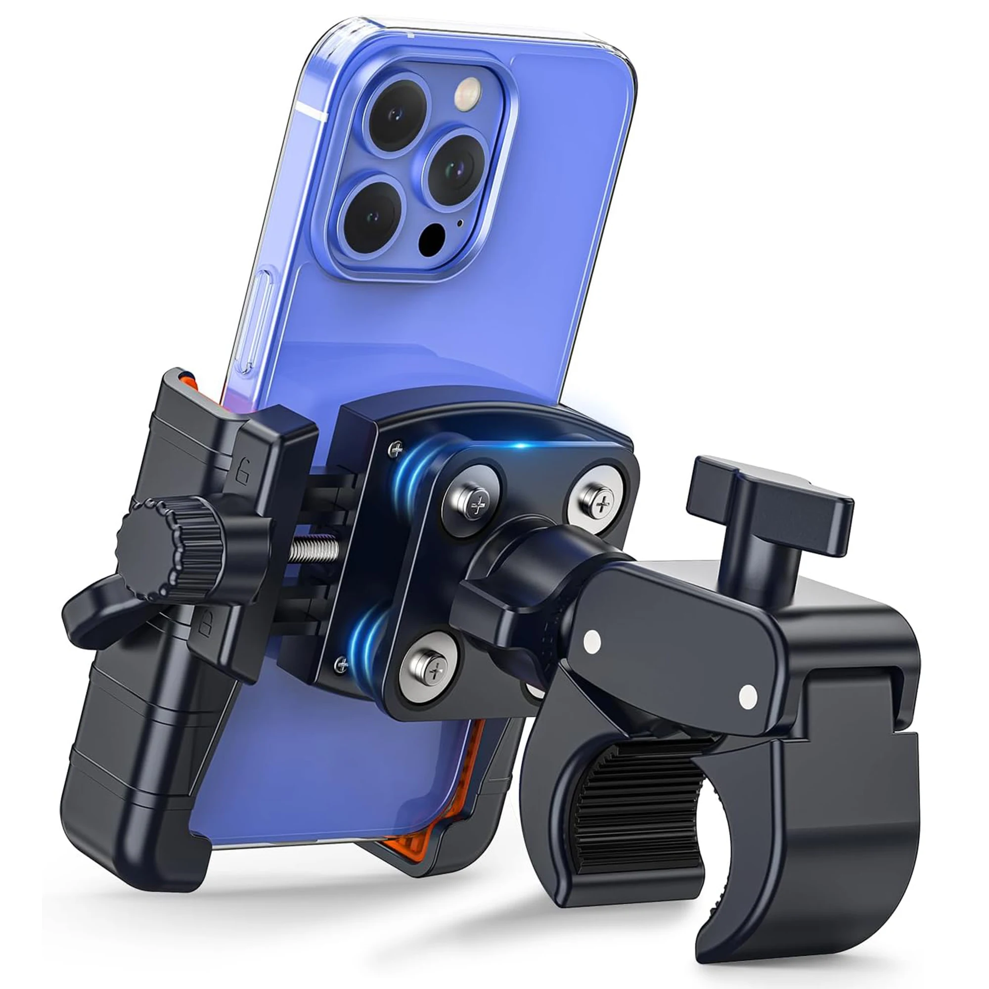 Supporto Antivibrazioni per Telefono, Porta Cellulare Antiurto a Sgancio Rapido per Bici e Moto, Compatibile con iPhone per Ciclisti, E-Bike, Passeggini