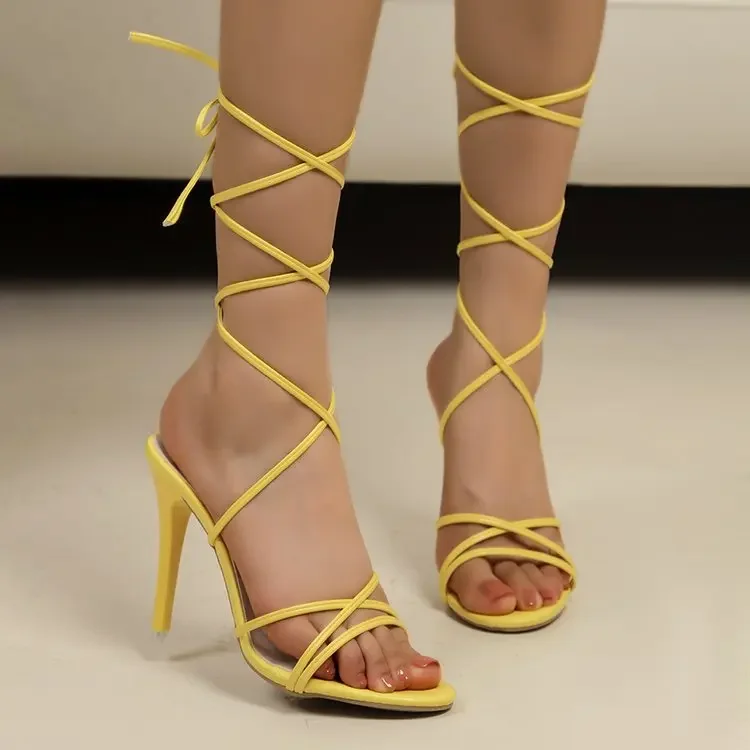 Women\'s Sexy Gold Open Toe Sandals For Party With Criss-cross Straps , High Heels, Comfortable,Thick Heels