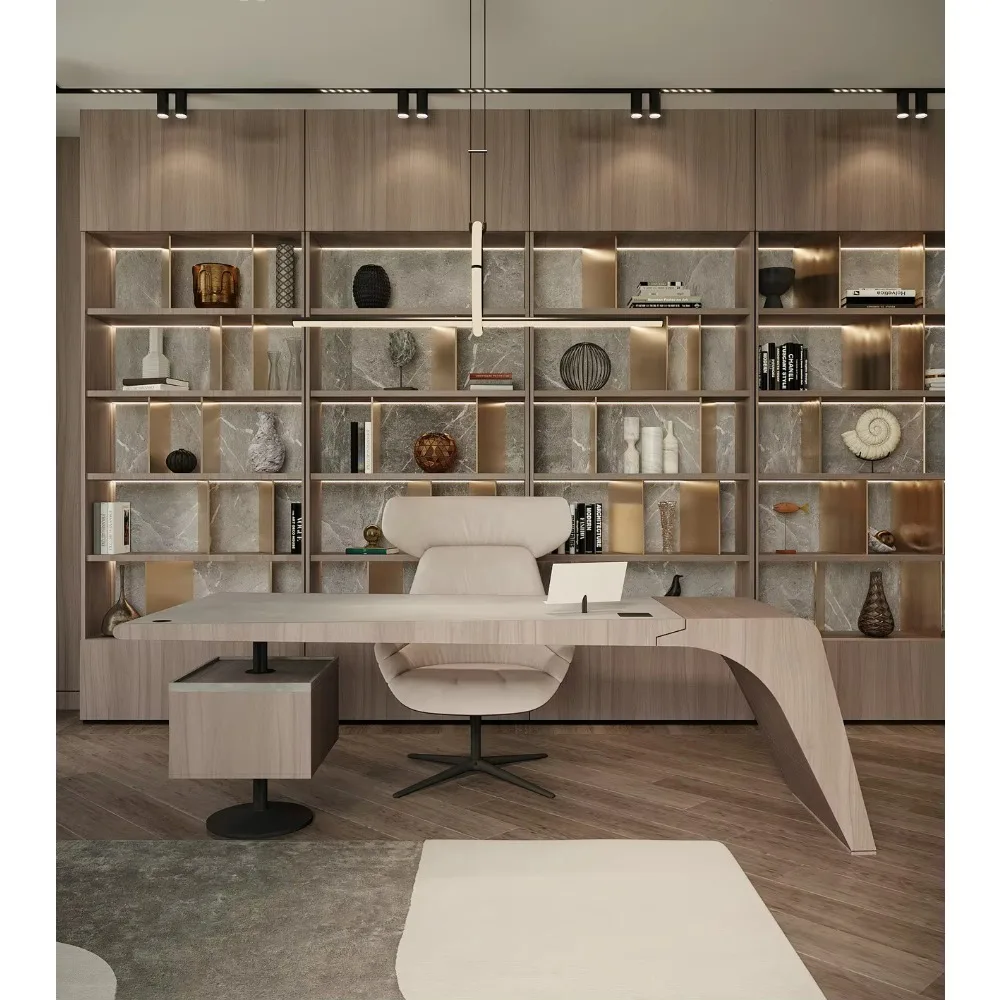 Custom Modern Office Bookcase Study Open Bookshelf Open Bookcase Desk