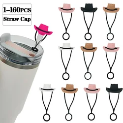 1-160PCS Silicone Cowboy Hat Straw Cap Cute Hat Shape Straw Topper Reusable Straw Tip Protector Cap Mug Accessory Gift Straw Cap