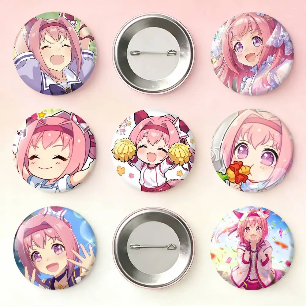 

H-Haru U-Urara U-Umamusume Laser Badge Creative Pins Brooch for Bag Clothes Hat Decor Gifts Fans Collect