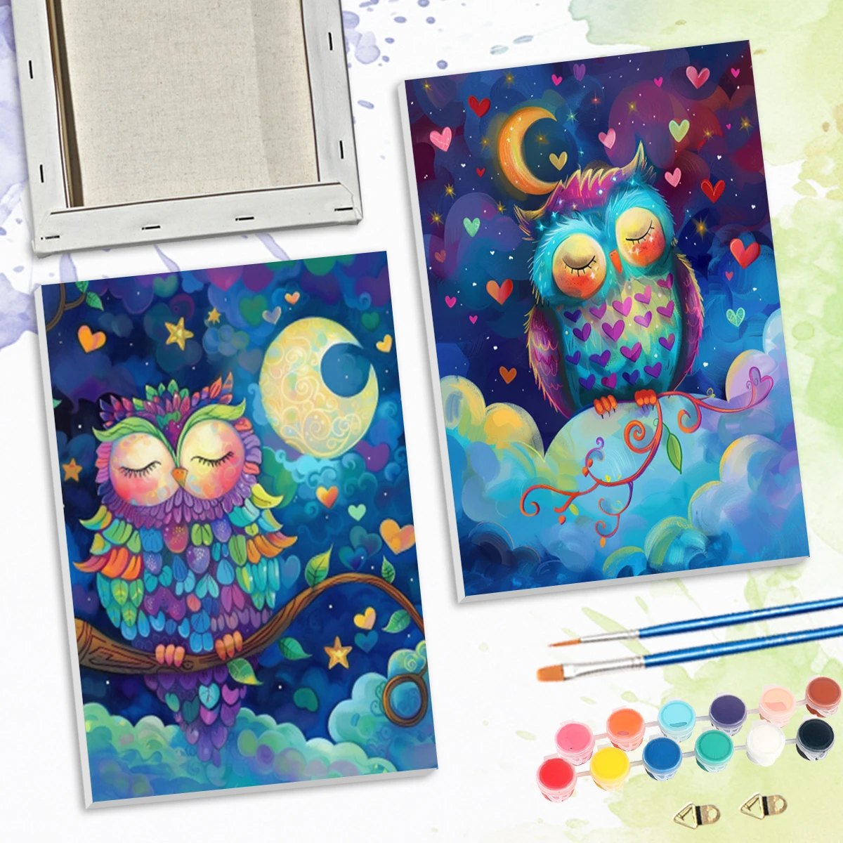 

SDOYUNO Paint By Numbers For Beginner Cartoon owl Animals Canvas Color Markers Diy Kits 20x30cm ready Frame Valentines Day Gift