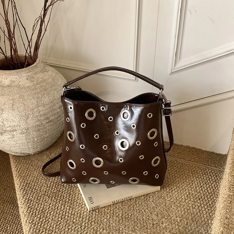 

Нишевая сумка через плечо с шипами 202, женская текстурированная сумка через плечо с верхней ручкой, сумка-тоут «день-ночь», повседневная сумка-слинг, минималистский стиль