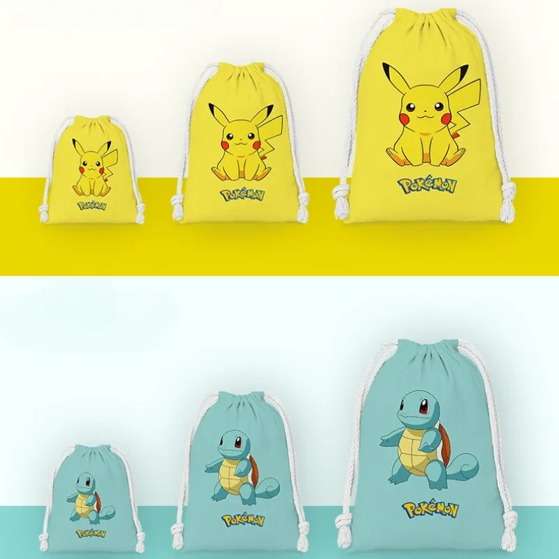 Pokemon Anime Drawstring Pocket Pikachu Gengar Charmander Book Miscellaneous Storage Bag Children's Toys Birthday Gift