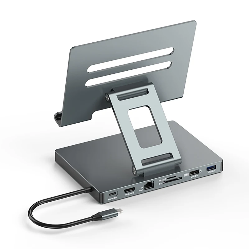 New Design Tablet USBC Hub Stand Multiport Type-C Docking Station USB 3.0 USB C TF/SD Card Hub 7 In 1