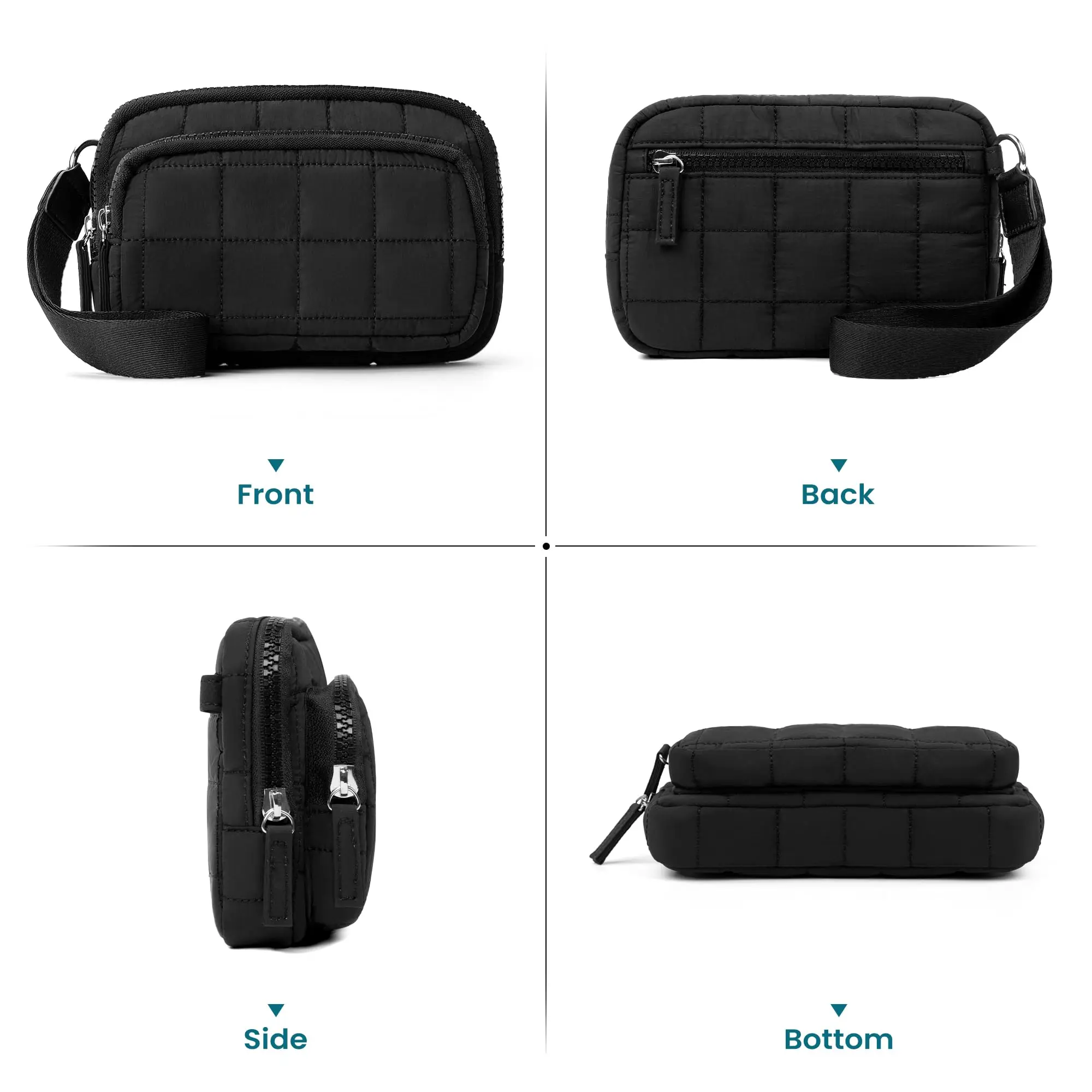 กระเป๋าสตางค์คล้องข้อมือสําหรับผู้หญิงกระเป๋าสตางค์ไนลอนผ้าพร้อมกระเป๋าซิป 3 กระเป๋าสําหรับเดินทางผู้ถือบัตรเครดิตโทรศัพท์ออแกไนเซอร์