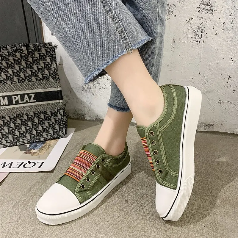 2024  Low-cut Trainers Canvas Flat Shoes Women Casual Vulcanize Shoes New Women Summer Autumn Sneakers Ladies  Sneakers Women